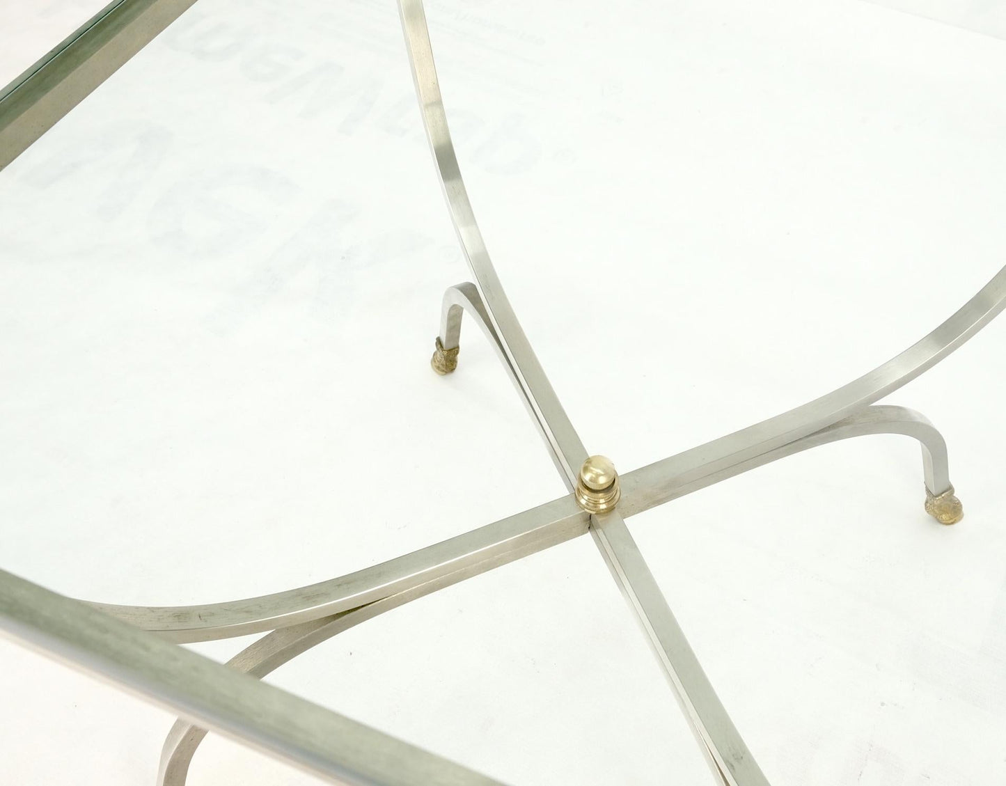 EstablishedLines Chrome Brass Ram Heads Hoof Feet Square Side End Stand Table Made in Italy Mint!