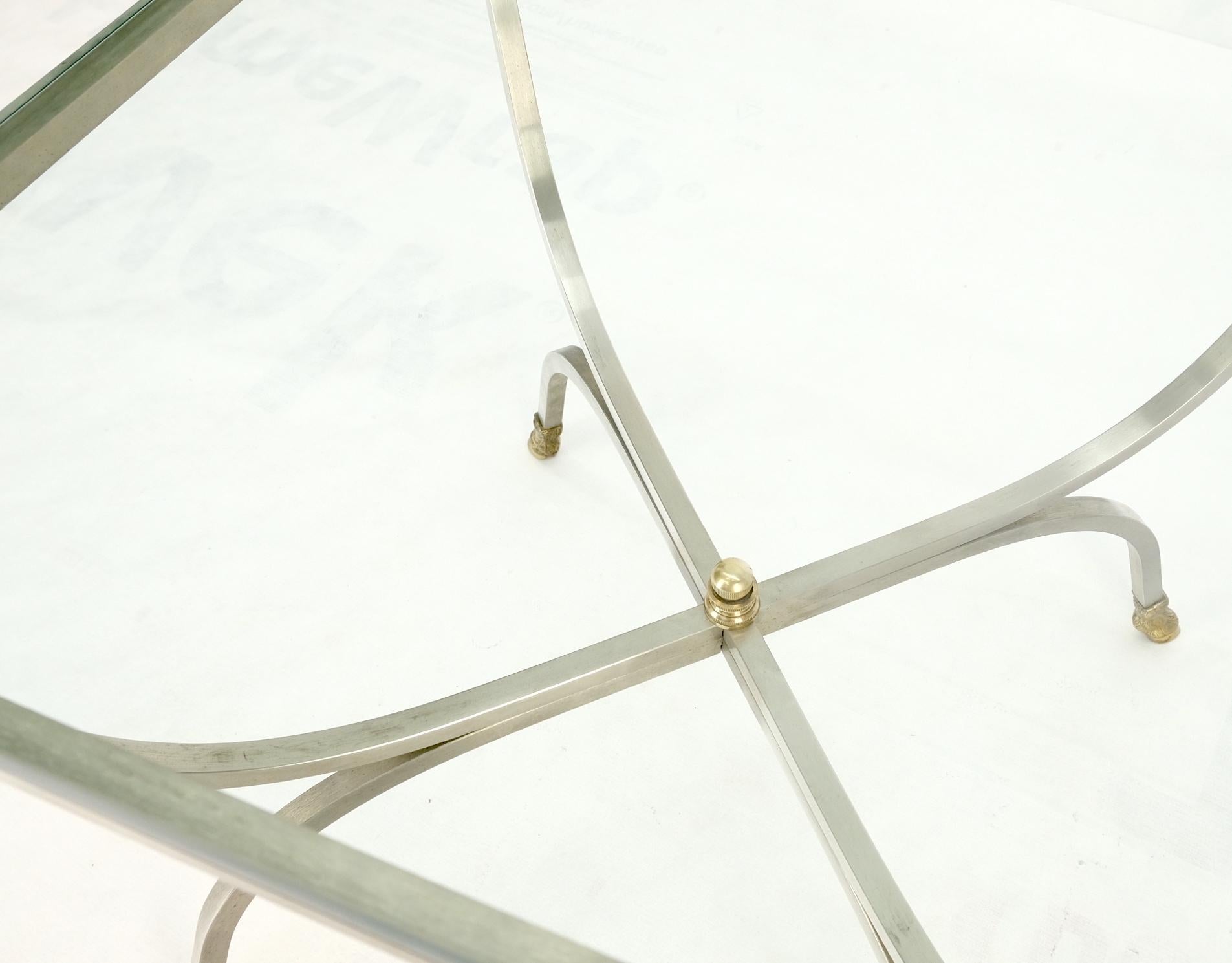 EstablishedLines Chrome Brass Ram Heads Hoof Feet Square Side End Stand Table Made in Italy Mint!