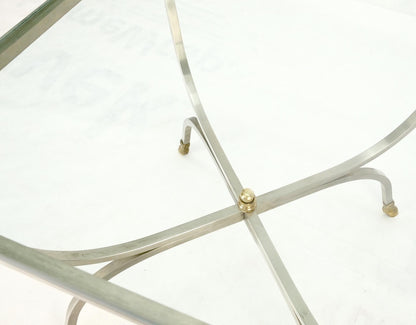 EstablishedLines Chrome Brass Ram Heads Hoof Feet Square Side End Stand Table Made in Italy Mint!