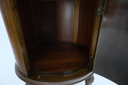 EstablishedLines Marble Top Oval One Door Compartment Drawer Adams Style Painted Stand Table