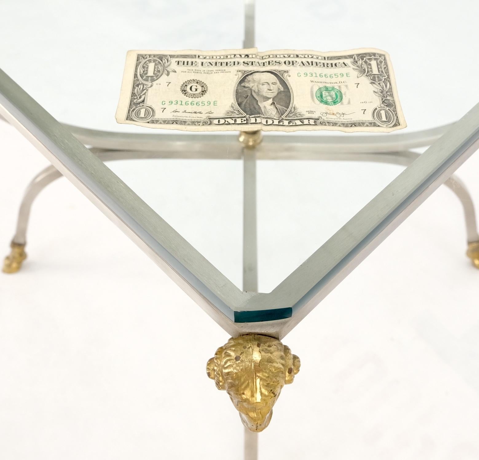 EstablishedLines Chrome Brass Ram Heads Hoof Feet Square Side End Stand Table Made in Italy Mint!