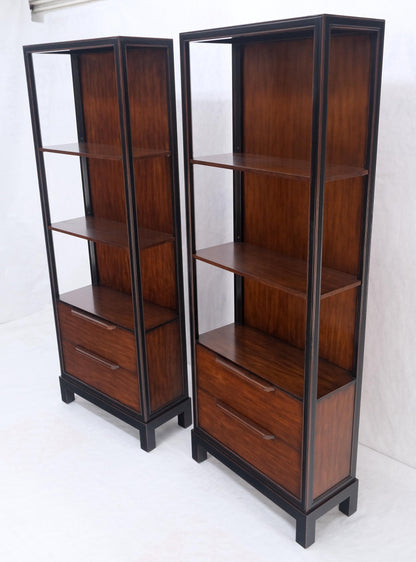 EstablishedLines Pair 7.5' Tall Custom Mahogany Etageres Adjustable Shelves Dresser Drawers MINT!