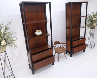 EstablishedLines Pair 7.5' Tall Custom Mahogany Etageres Adjustable Shelves Dresser Drawers MINT!
