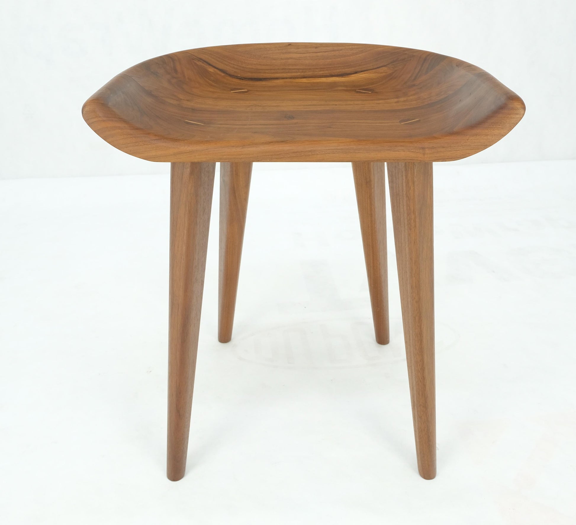 EstablishedLines Solid Carved Seat Oiled Walnut Chair on Dowel Legs Mint!