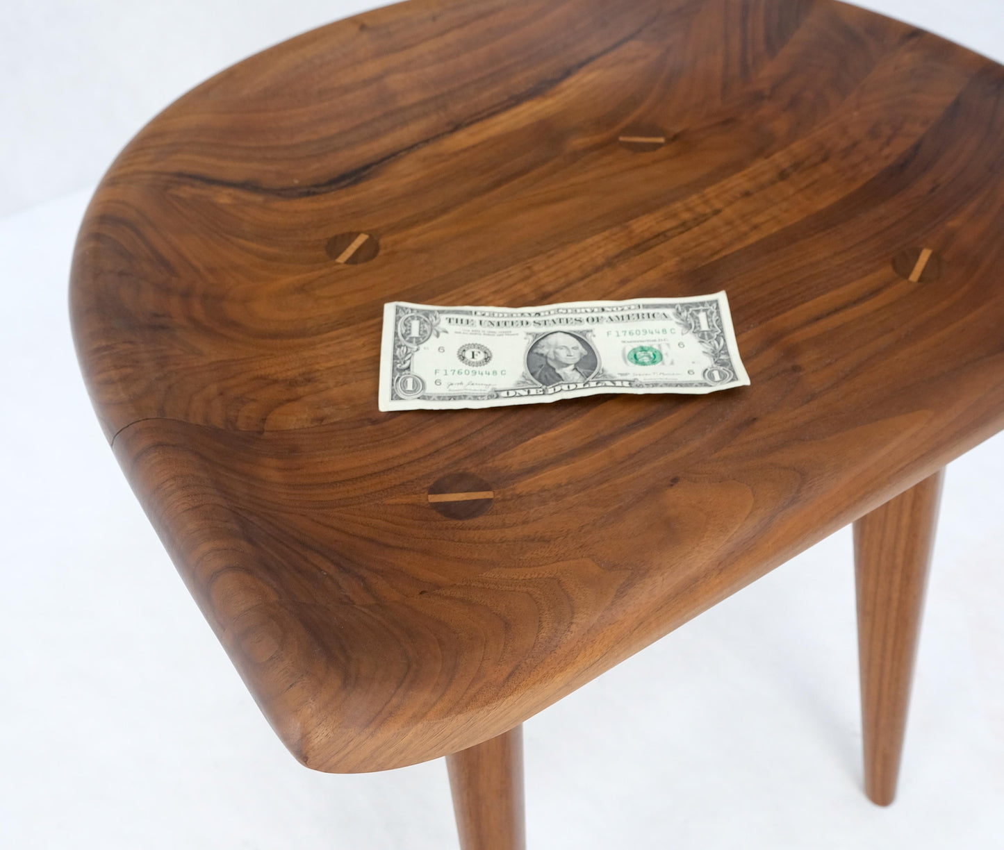 EstablishedLines Solid Carved Seat Oiled Walnut Chair on Dowel Legs Mint!