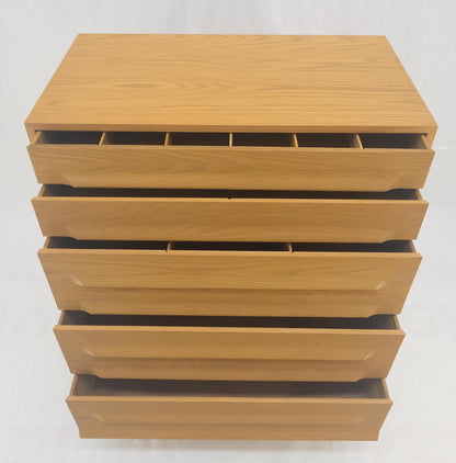EstablishedLines Solid Oak Cerused High Boy Chest of 5 Drawers Dresser Sculptural Legs MINT!
