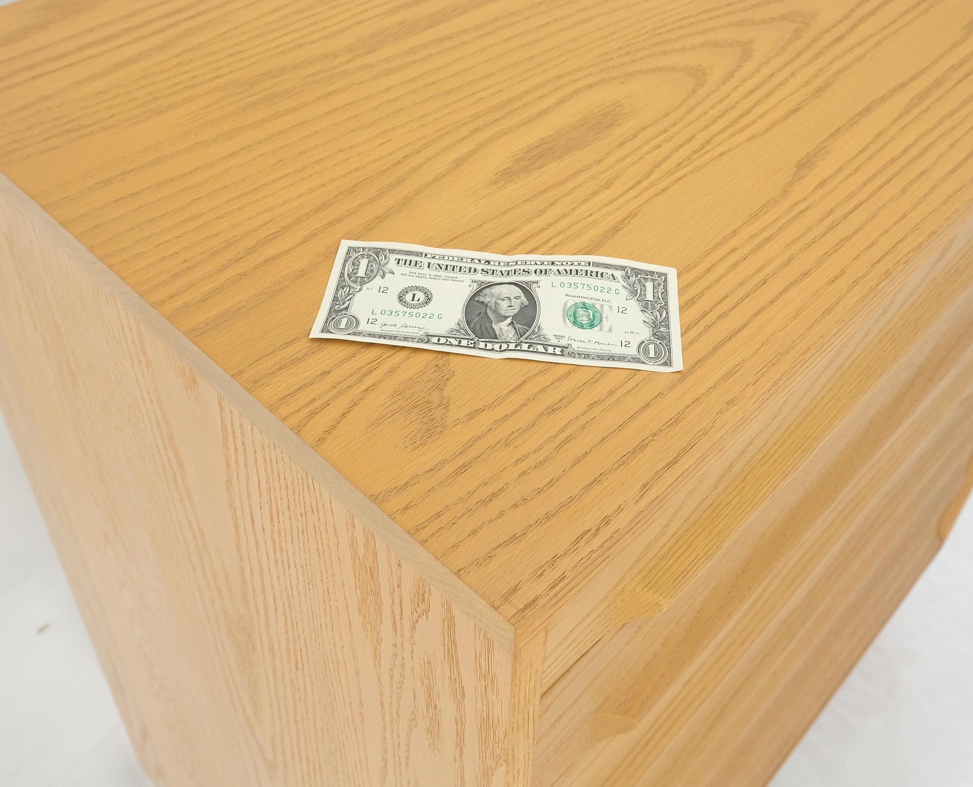 EstablishedLines Solid Oak Cerused High Boy Chest of 5 Drawers Dresser Sculptural Legs MINT!