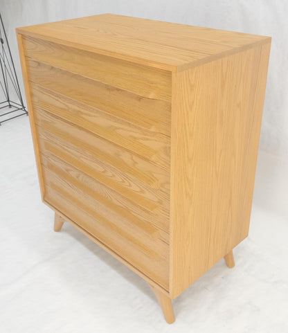 EstablishedLines Solid Oak Cerused High Boy Chest of 5 Drawers Dresser Sculptural Legs MINT!