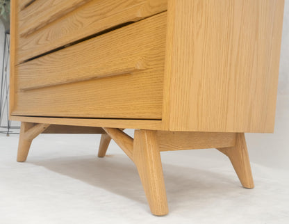 EstablishedLines Solid Oak Cerused High Boy Chest of 5 Drawers Dresser Sculptural Legs MINT!
