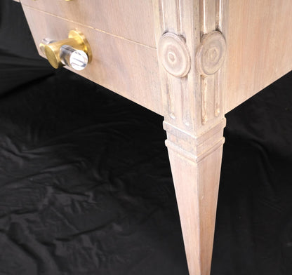 EstablishedLines Baker Bleached Walnut Lucite & Brass Pulls 4 Drawer Low Profile Desk Console