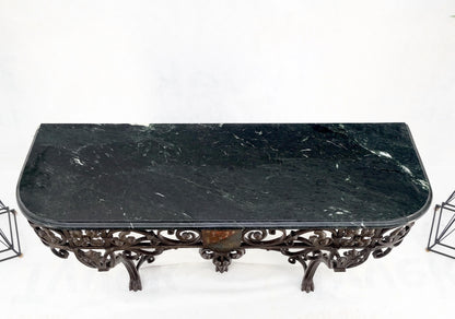 EstablishedLines Large Heavy Wall Wrought Iron Base Marble Top Console Hall Entry Table MINT!