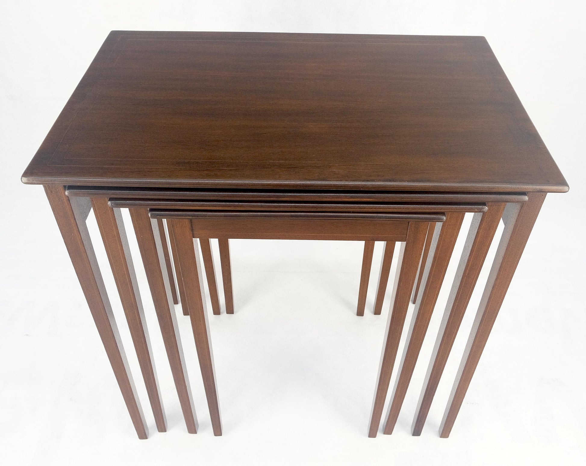 EstablishedLines Set of 4 Elegant Tapered Legs Mahogany Federal Nesting Side End Tables MINT