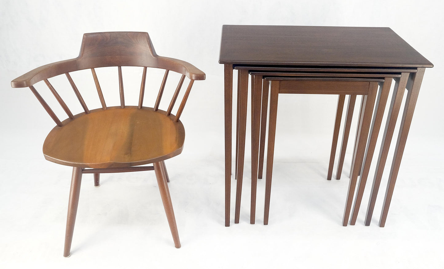 EstablishedLines Set of 4 Elegant Tapered Legs Mahogany Federal Nesting Side End Tables MINT