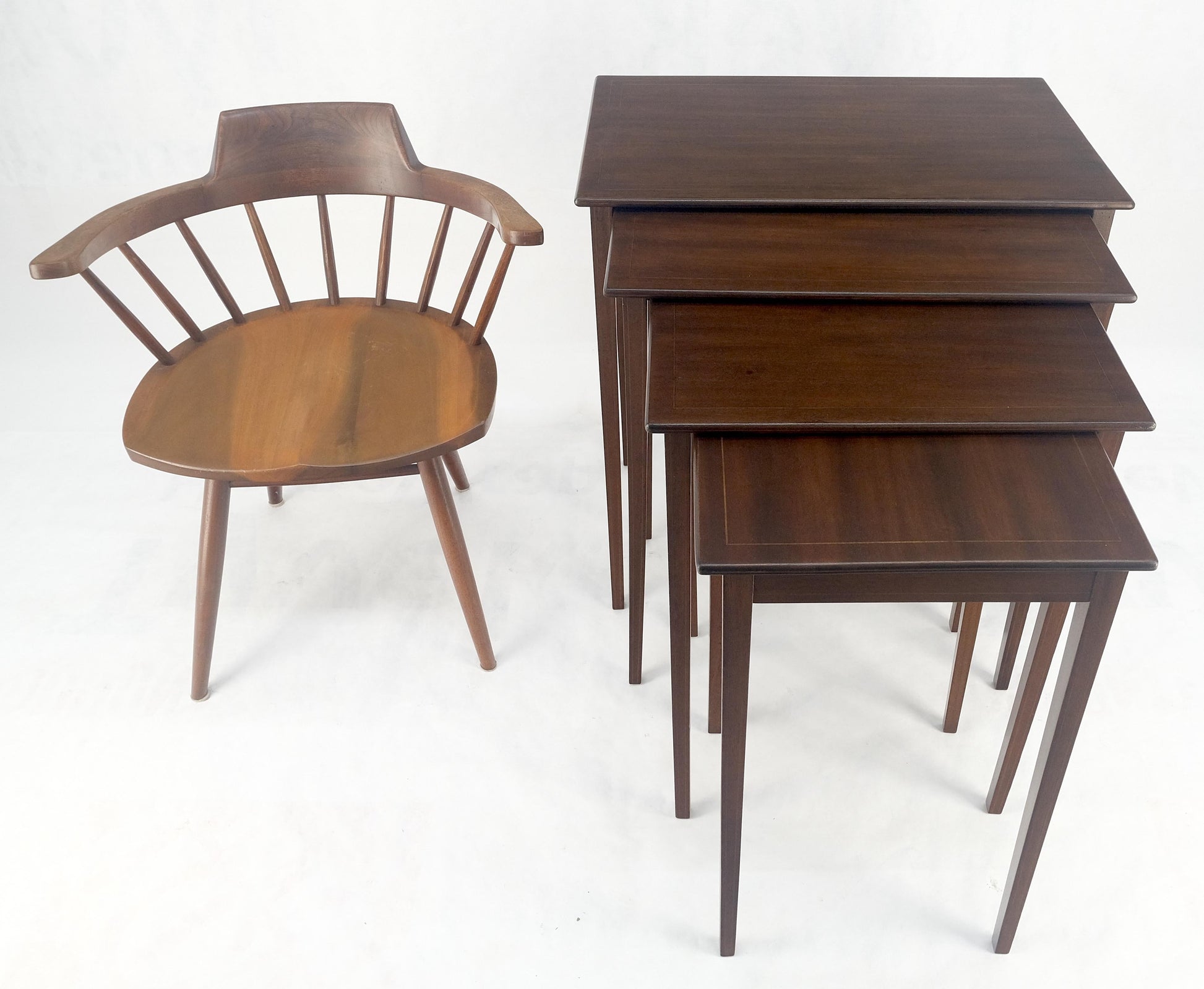 EstablishedLines Set of 4 Elegant Tapered Legs Mahogany Federal Nesting Side End Tables MINT