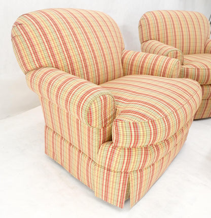EstablishedLines Pair of Mid Century c1970s Striped Upholstery Lounge Chair Matching Ottoman MINT