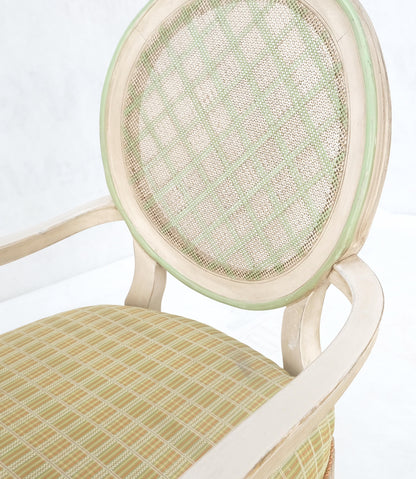Set of 7 Swedish White Wash Paint Decorated Oval Cane Backs Dining Chairs NICE!