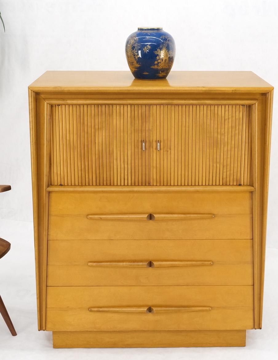EstablishedLines Honey Amber Tone Finish Edmond Spence High Chest Gentlemen's Dresser Double Door