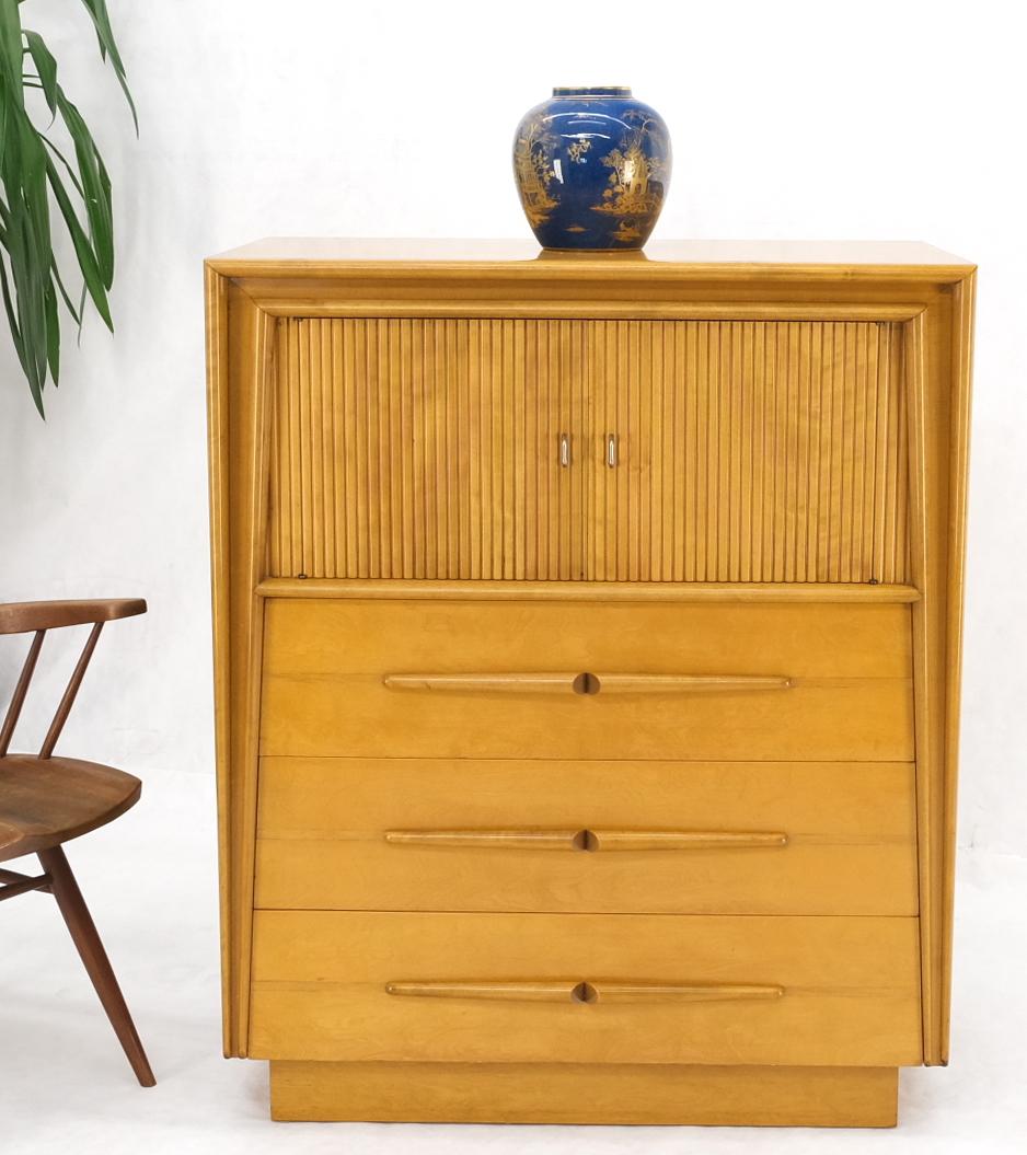 EstablishedLines Honey Amber Tone Finish Edmond Spence High Chest Gentlemen's Dresser Double Door