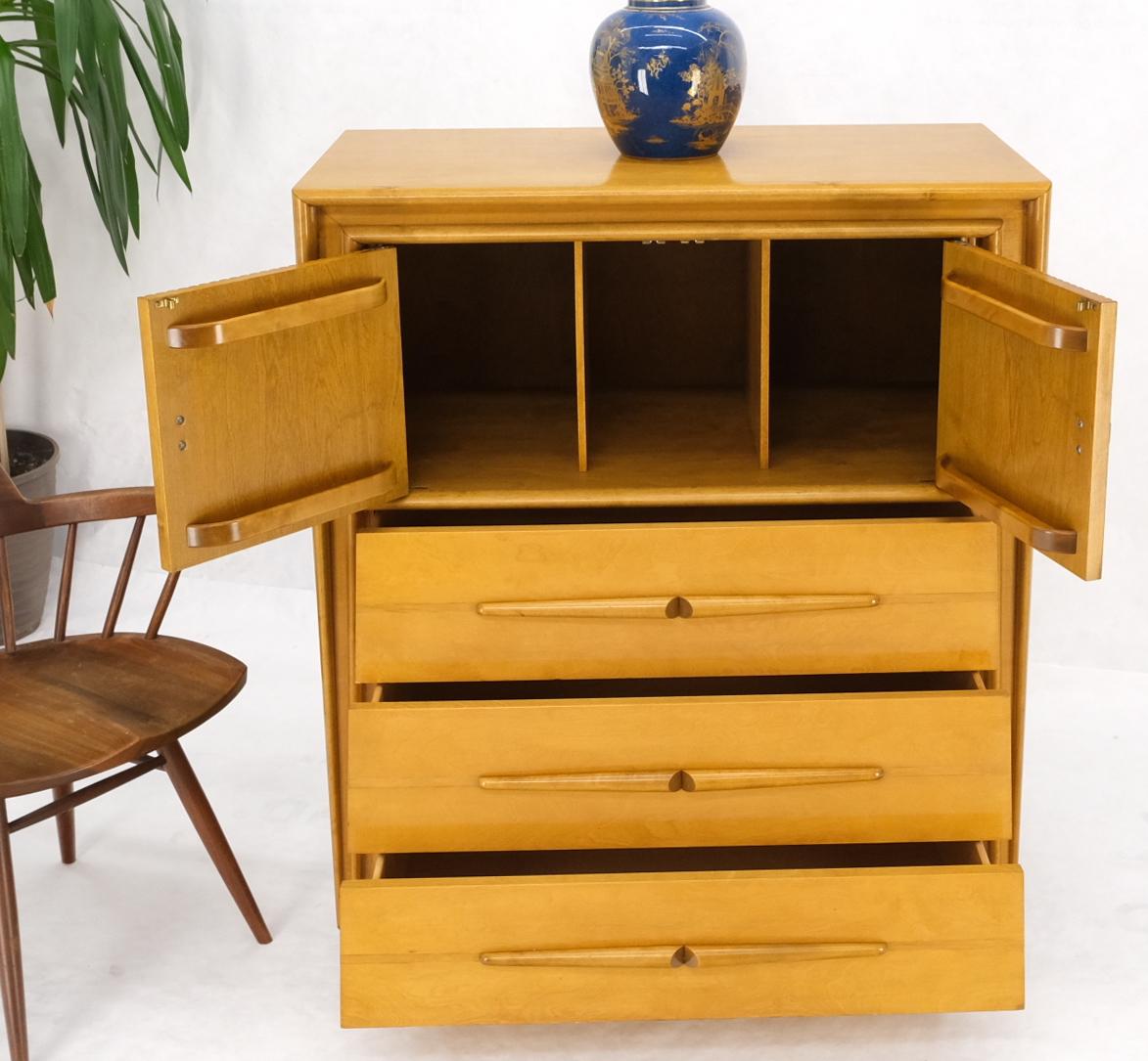 EstablishedLines Honey Amber Tone Finish Edmond Spence High Chest Gentlemen's Dresser Double Door