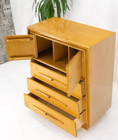 EstablishedLines Honey Amber Tone Finish Edmond Spence High Chest Gentlemen's Dresser Double Door