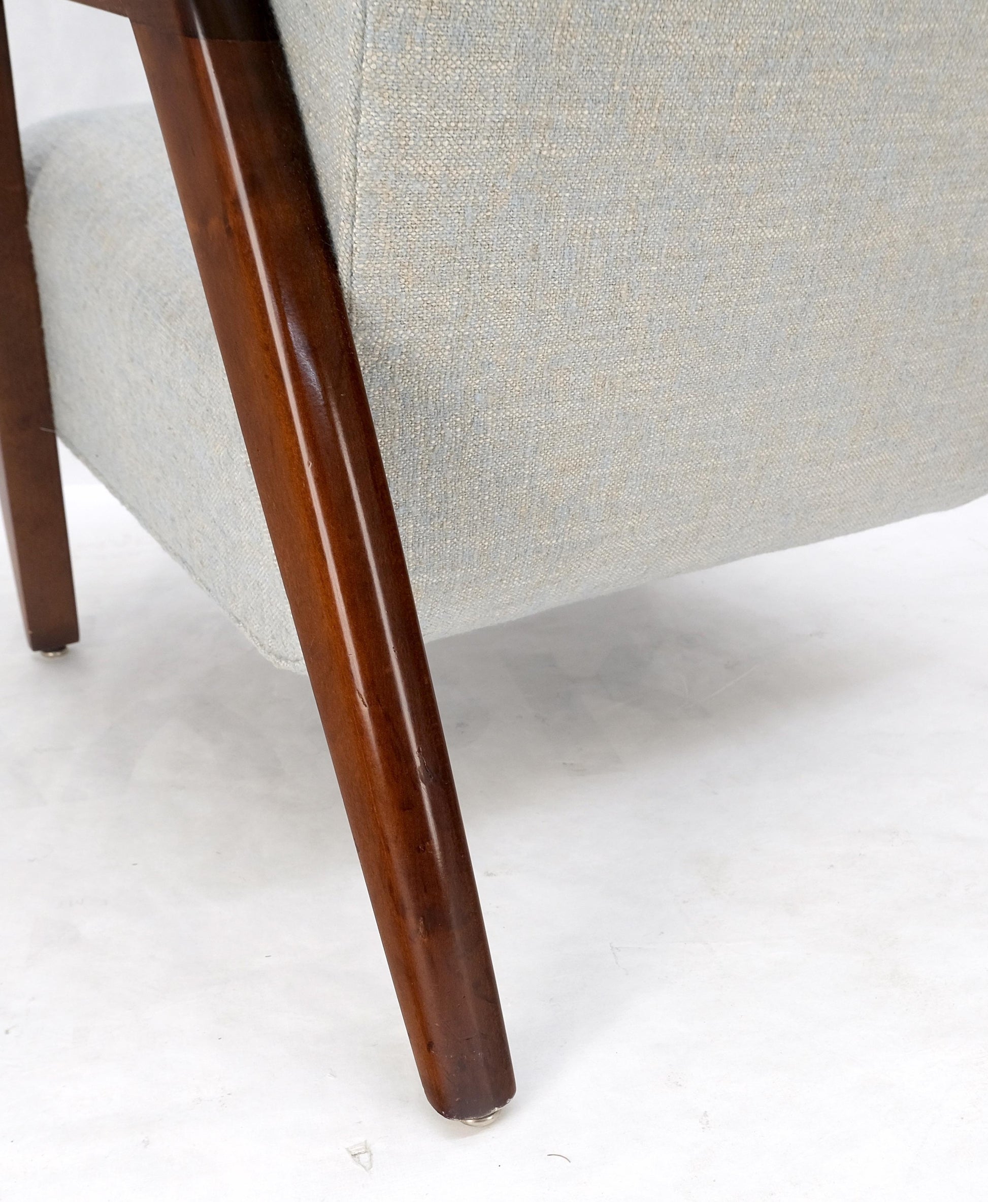 EstablishedLines Pair New Linen Upholstery Heavy Solid Maple Frames American Lounge Chairs Mint!