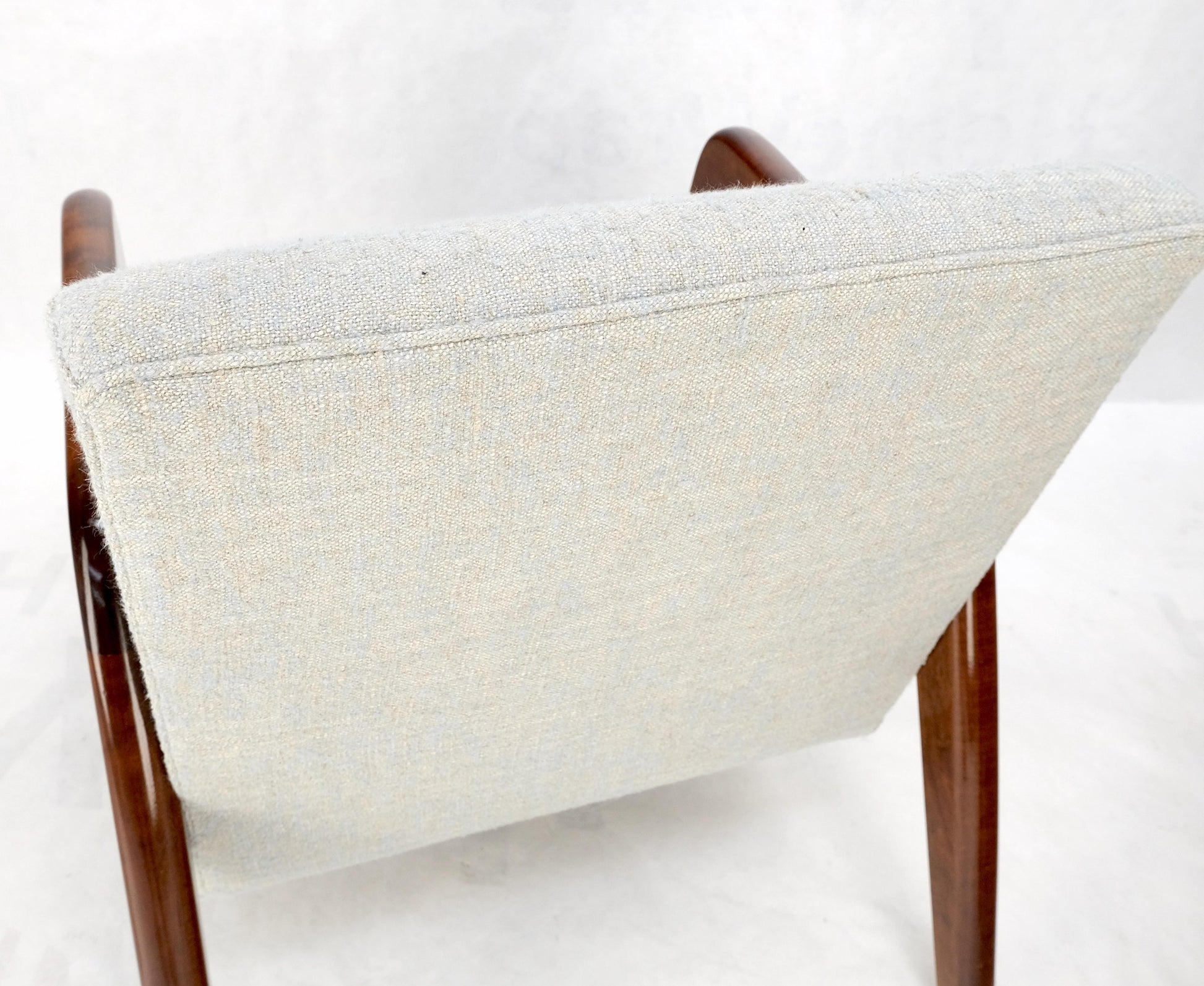 EstablishedLines Pair New Linen Upholstery Heavy Solid Maple Frames American Lounge Chairs Mint!