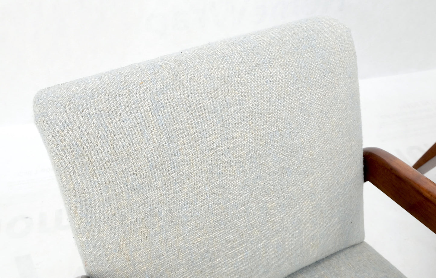 EstablishedLines Pair New Linen Upholstery Heavy Solid Maple Frames American Lounge Chairs Mint!
