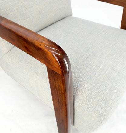 EstablishedLines Pair New Linen Upholstery Heavy Solid Maple Frames American Lounge Chairs Mint!
