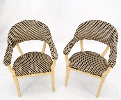 EstablishedLines Pair Dimond Pattern Velvet Upholstery Barrel Shape Back Fireside Armchairs MINT!