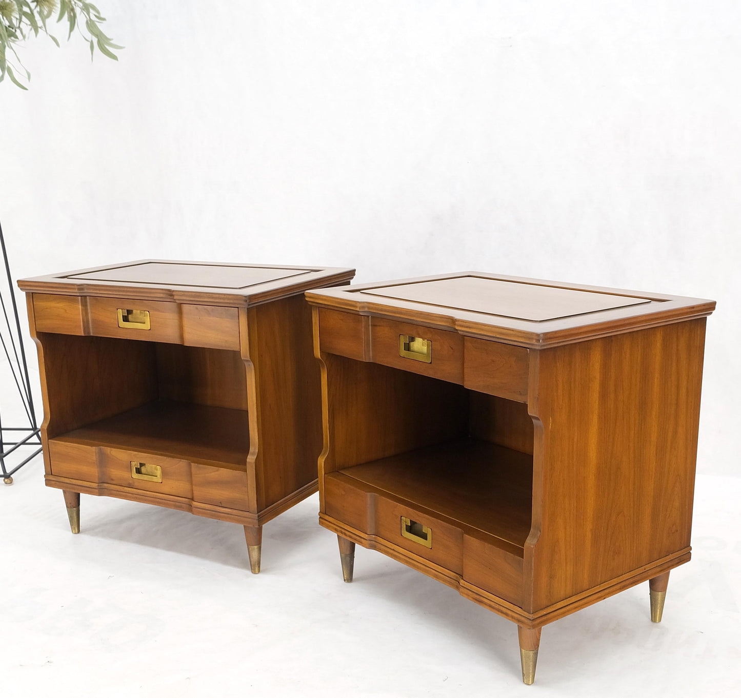EstablishedLines Pair Widdicomb Campaign Style Solid Cherry Brass Pulls Night Stands Tables MINT!
