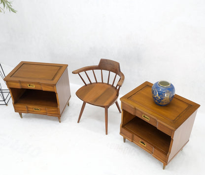 EstablishedLines Pair Widdicomb Campaign Style Solid Cherry Brass Pulls Night Stands Tables MINT!