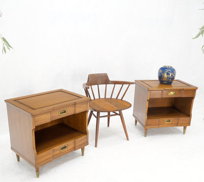 EstablishedLines Pair Widdicomb Campaign Style Solid Cherry Brass Pulls Night Stands Tables MINT!