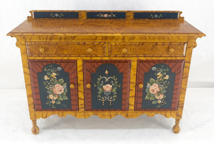EstablishedLines Paint Decorated Faux Finish Backsplash 3 Doors 1 Drawer Sideboards Onion Legs
