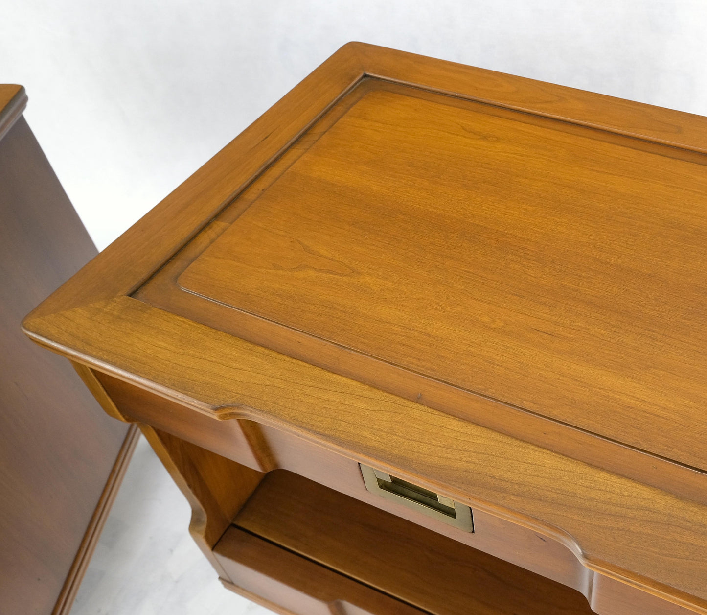 EstablishedLines Pair Widdicomb Campaign Style Solid Cherry Brass Pulls Night Stands Tables MINT!