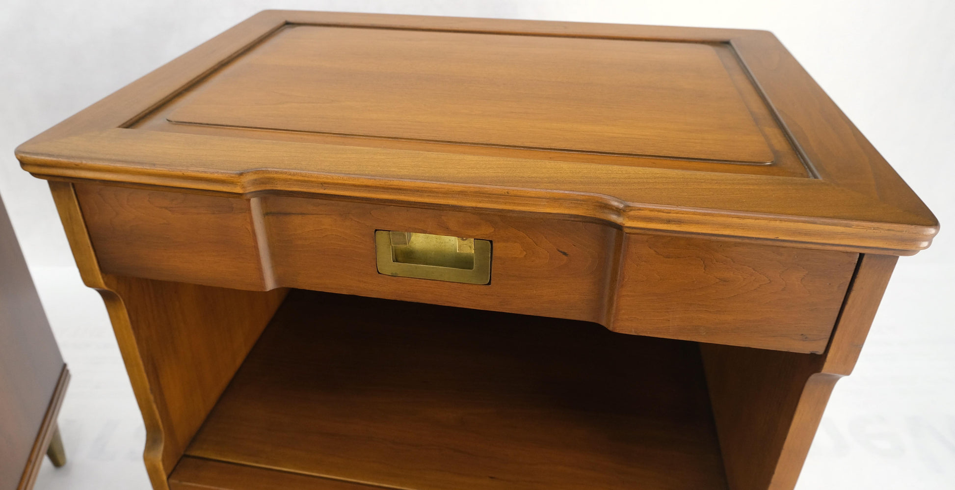 EstablishedLines Pair Widdicomb Campaign Style Solid Cherry Brass Pulls Night Stands Tables MINT!