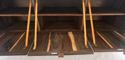 EstablishedLines Solid Walnut 3 Drop Front Doors Compartments Compact Dovetail Joints Credenza