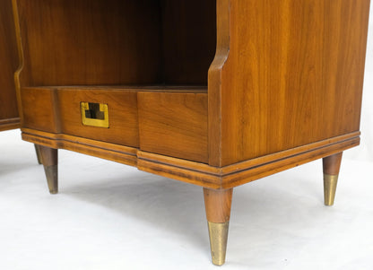 EstablishedLines Pair Widdicomb Campaign Style Solid Cherry Brass Pulls Night Stands Tables MINT!