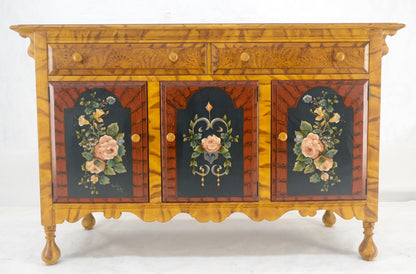 EstablishedLines Paint Decorated Faux Finish Backsplash 3 Doors 1 Drawer Sideboards Onion Legs