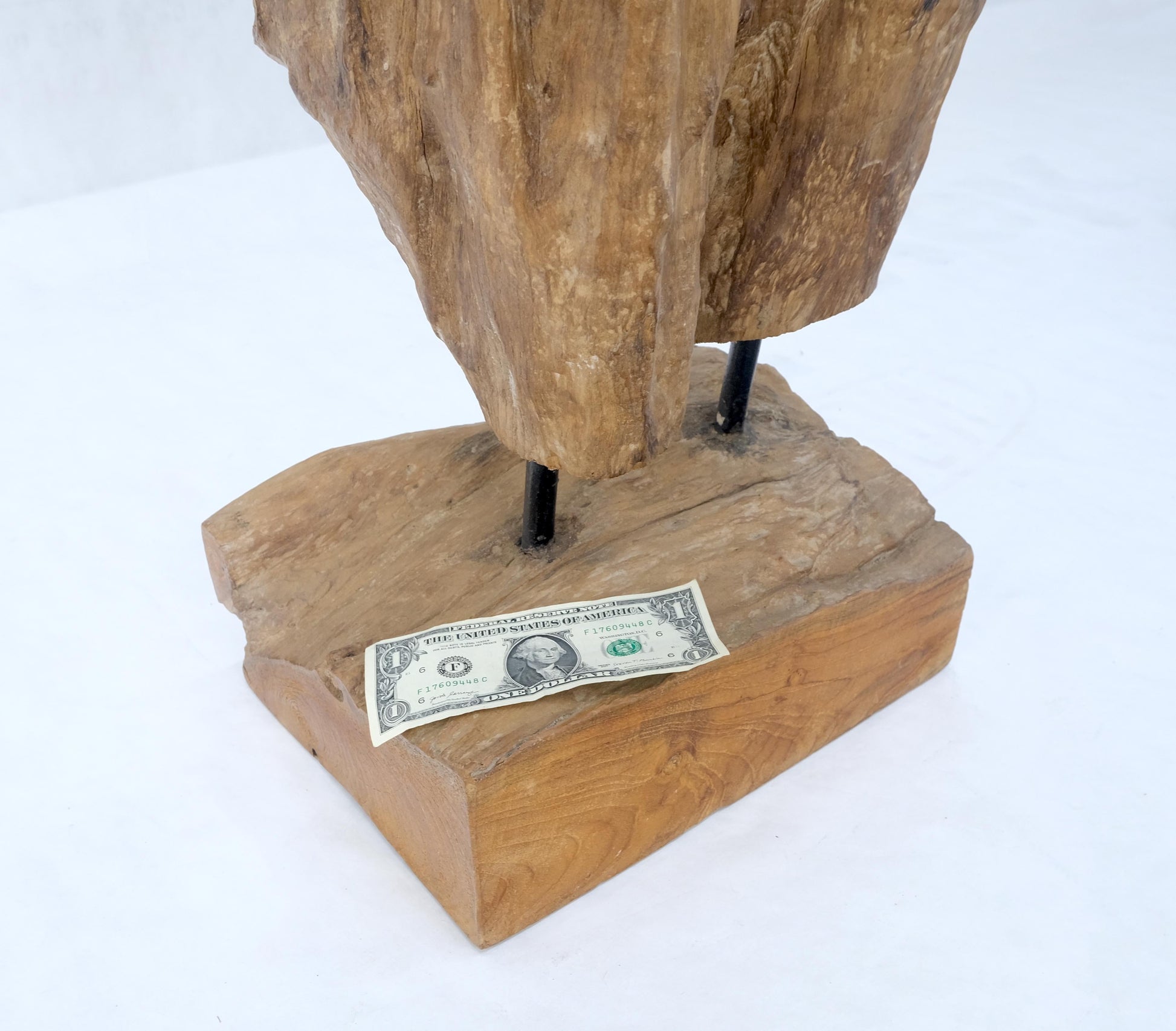 EstablishedLines Large Standing 6.5' Tall Abstract Driftwood Sculpture on Wooden Block Base MINT!