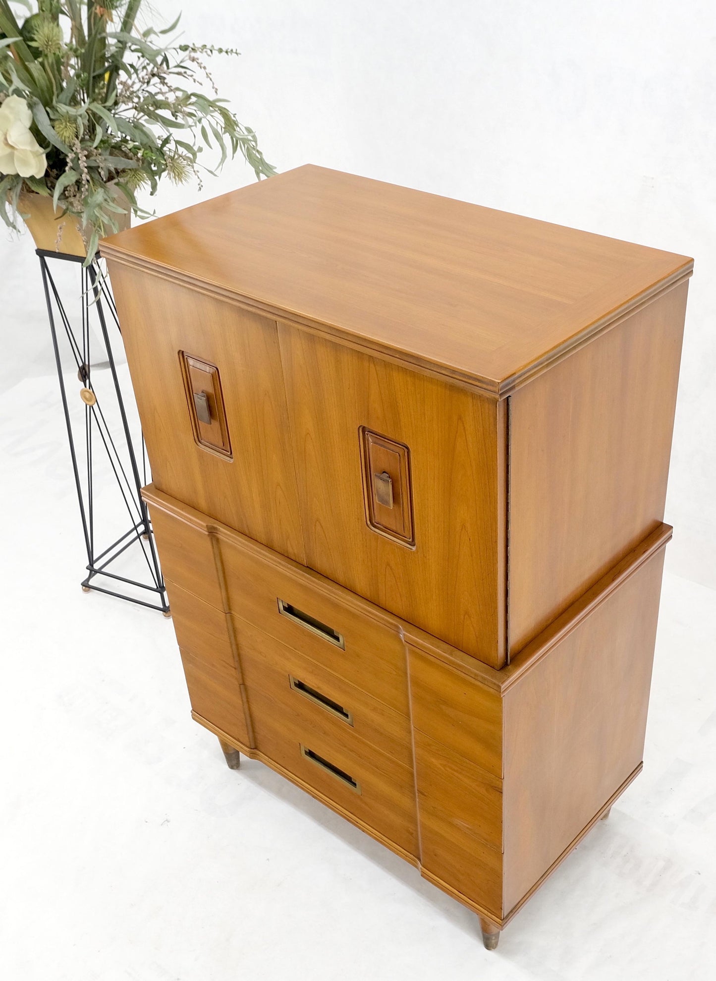 Widdicomb Solid Cherry Brass Pulls Hardware Block Front High Chest Dresser Mint!