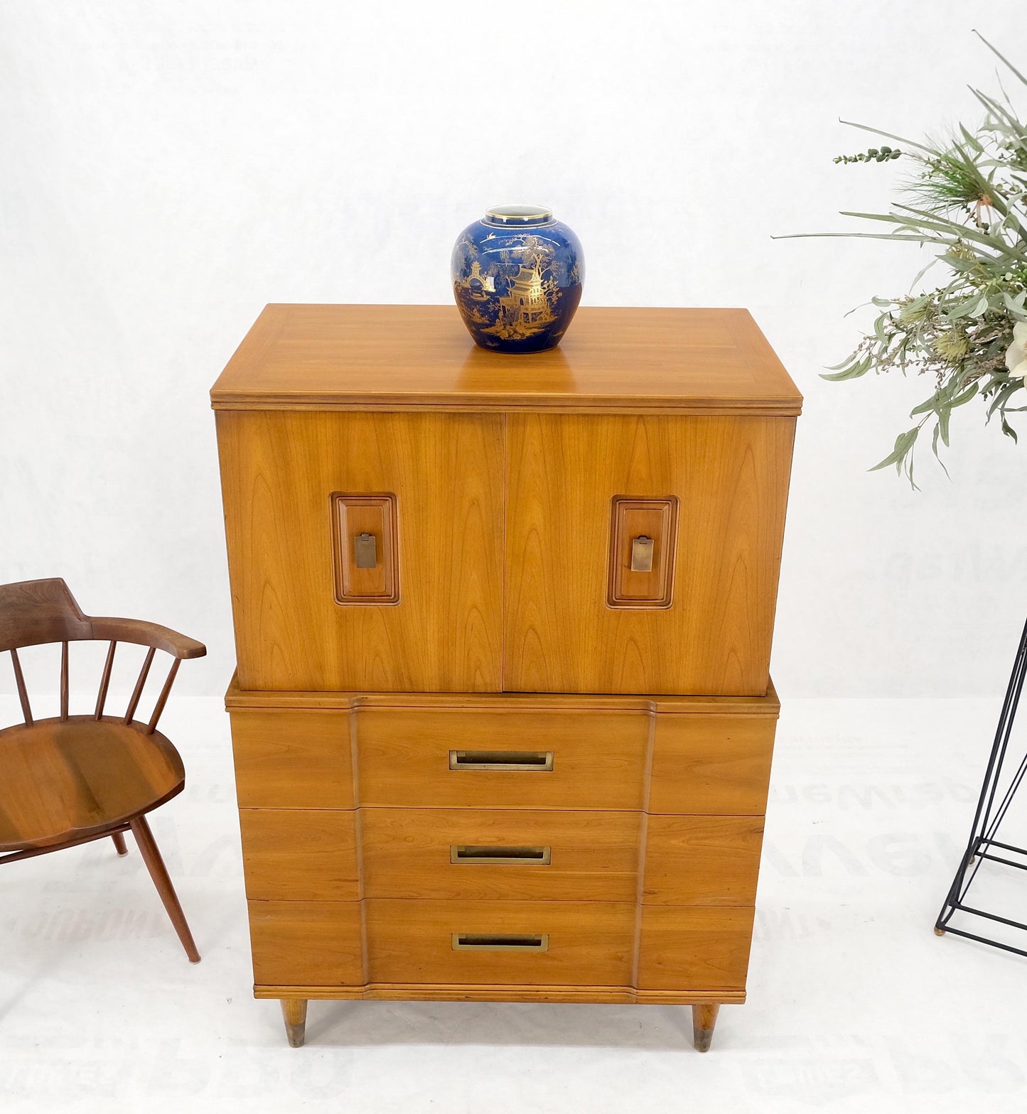 Widdicomb Solid Cherry Brass Pulls Hardware Block Front High Chest Dresser Mint!