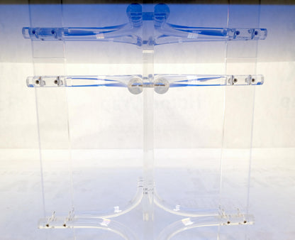 Large Oval Blue Azul  Purple Beveled 3/4" Glass Top Dining Table on Lucite Base