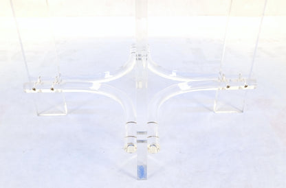 Large Oval Blue Azul  Purple Beveled 3/4" Glass Top Dining Table on Lucite Base