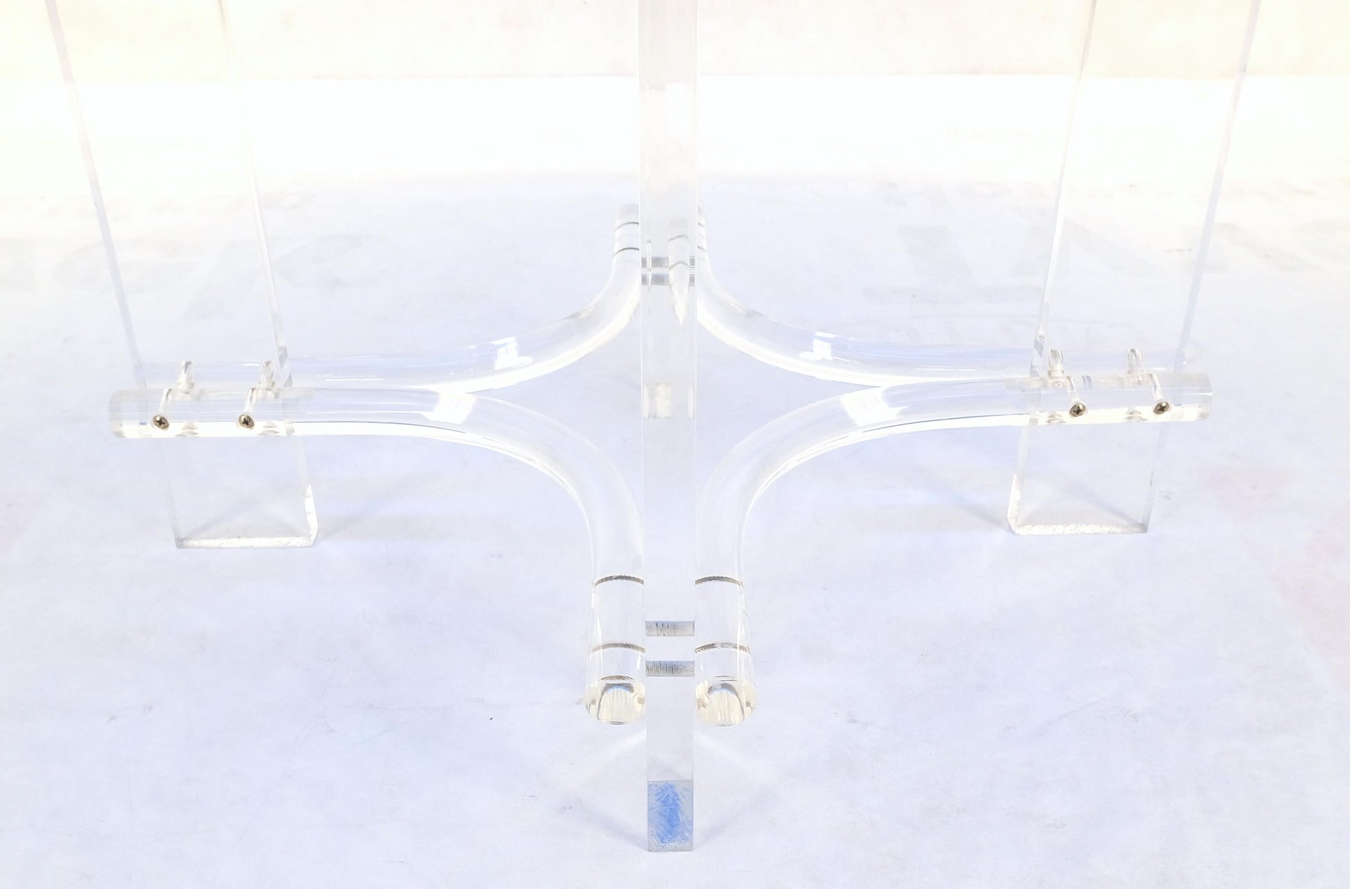 EstablishedLines Large Oval Blue Azul  Purple Beveled 3/4" Glass Top Dining Table on Lucite Base