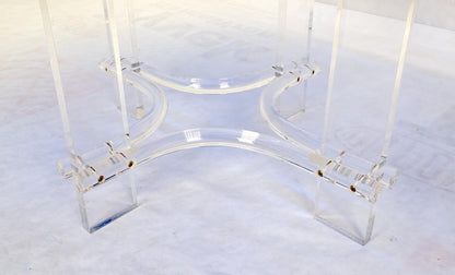 Large Oval Blue Azul  Purple Beveled 3/4" Glass Top Dining Table on Lucite Base
