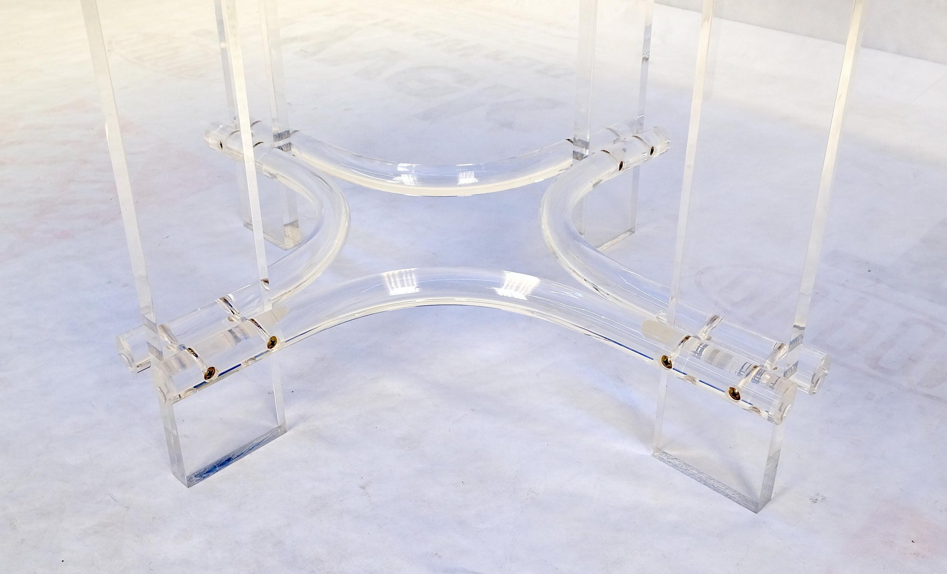 EstablishedLines Large Oval Blue Azul  Purple Beveled 3/4" Glass Top Dining Table on Lucite Base