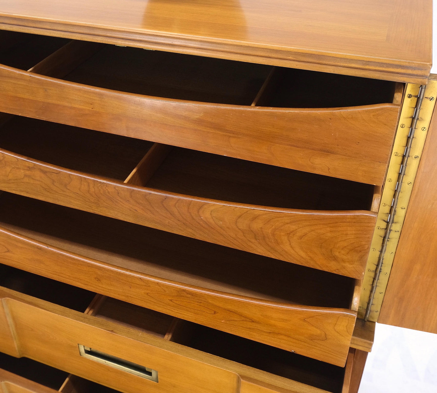 Widdicomb Solid Cherry Brass Pulls Hardware Block Front High Chest Dresser Mint!