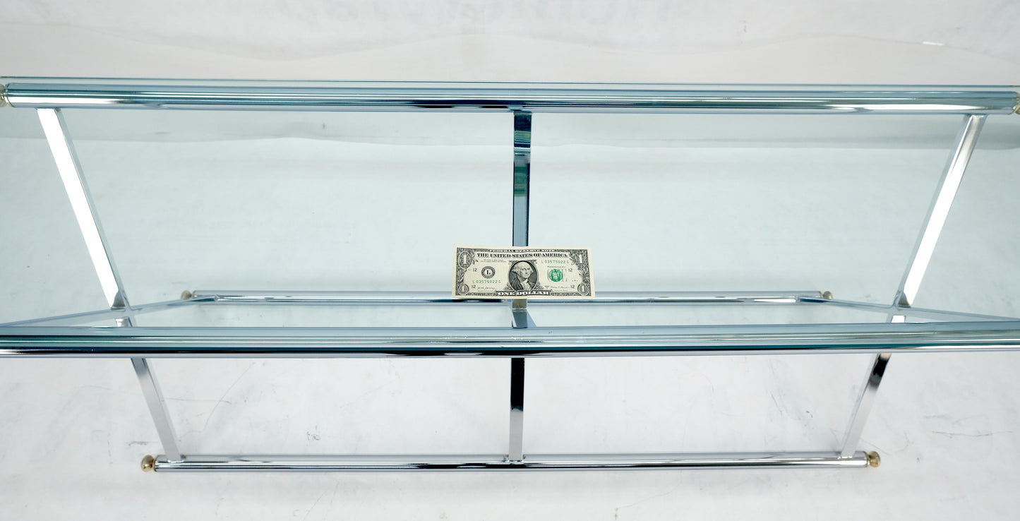 EstablishedLines Chrome X Base Glass Top 67" Long Console Sofa Table Mid Century Modern c1970s