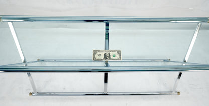 EstablishedLines Chrome X Base Glass Top 67" Long Console Sofa Table Mid Century Modern c1970s