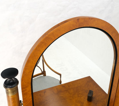 Burl Wood Biedermeier Dressing Table Mirror Matching Chair Cane Seat Mint!